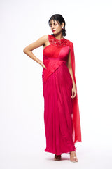 Irie Drape Dress - Red & Pink