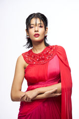 Irie Drape Dress - Red & Pink