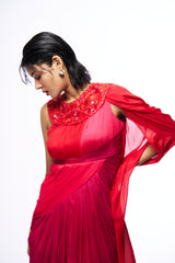 Irie Drape Dress - Red & Pink