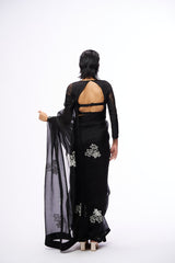 Mona Saree With Blouse - Black