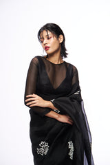 Mona Saree With Blouse - Black