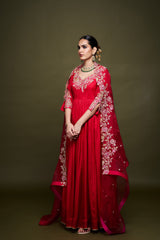 Aynoor Red Anarkali without Dupatta