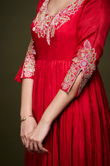 Aynoor Red Anarkali without Dupatta