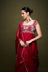 Amina Red Anarkali with Dupatta