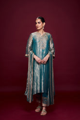 Sahar Green Tissue Kurti Set with Dupatta