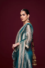 Sahar Green Tissue Kurti Set with Dupatta