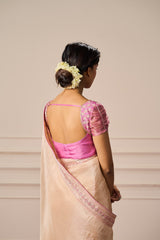 LAVYA SAREE WITH PINK EMBROIDERED BLOUSE- RTS