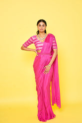 CHARLES DRAPE SAREE - PINK