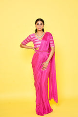 CHARLES DRAPE SAREE - PINK