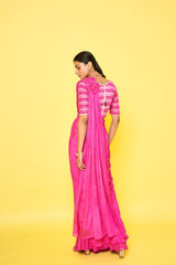 CHARLES DRAPE SAREE - PINK