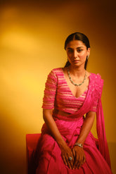 CHARLES DRAPE SAREE - PINK