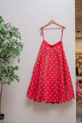 Red Rawsilk Embroidery Lehenga RTS