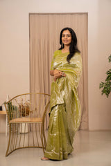 Sanvi Tissue Saree - Pista Green