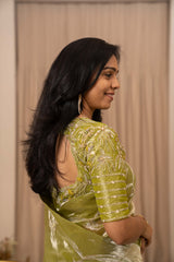 Sanvi Tissue Saree - Pista Green