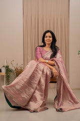 Purple Tissue Saree with Benaras Embrodiered Blouse