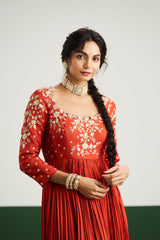Katie Dress with Dupatta - Rust