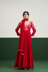 Katie Dress with Dupatta - Red