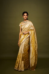 Laya saree set - Yellow & Ivory