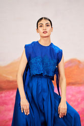 Luna Jumpsuit With Short Cape - Blue