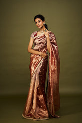 Malika saree set - Wine & Rust