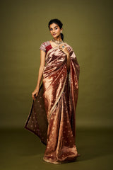 Malika saree set - Wine & Rust
