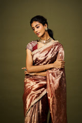 Malika saree set - Wine & Rust