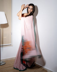 Coral Floral Saree with Blouse | Meenakshi Chaudhary