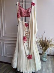 Missie Lehenga Set With Draped Dupatta - Ivory