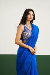 Molly Saree Set - Cobalt Blue