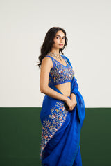 Molly Saree Set - Cobalt Blue