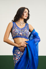 Molly Saree Set - Cobalt Blue