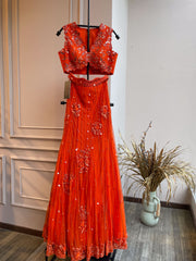 Niri Lehanga set WITHOUT Dupatta -persimmon Orange