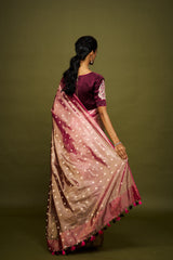 Niyati saree set- Wine & Pink