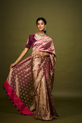 Niyati saree set- Wine & Pink