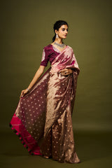 Niyati saree set- Wine & Pink