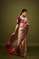 Niyati saree set- Wine & Pink