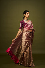 Niyati saree set- Wine & Pink