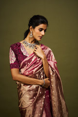 Niyati saree set- Wine & Pink