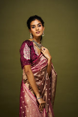 Niyati saree set- Wine & Pink