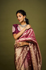 Niyati saree set- Wine & Pink