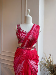 Nora drape saree - Crimson RTS