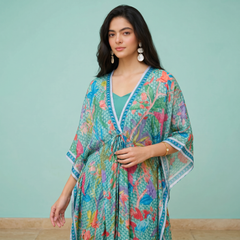Zeya Kaftan Set-Sea Green