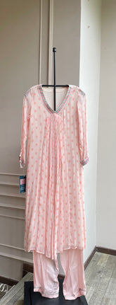 Pink V Neck Kurta Set