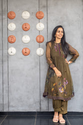 Luna Kurtha set – Olive green