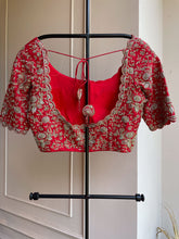 DS-Red Raw silk Embroidered Blouse