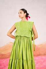 Rina Dress With Short Cape - Green