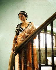 Ishara Printed Tissue Saree with Blouse - Orange