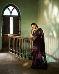 Urvi Organza Saree with Blouse - Mulberry Wine