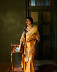 Umika Tissue Only Saree - Sunset Yellow
