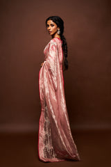 Ruhira Printed Tissue Saree - Peach Pink